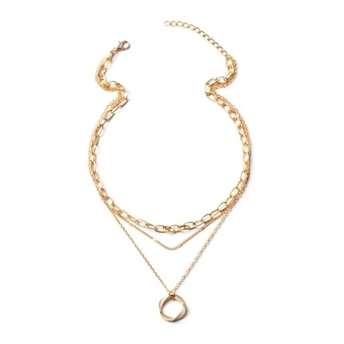 Sopodbacker Collar Colgante Cadena Hombre Mujer Joyas Necklace Cadenas De Varias Capas para Mujeres Y Niñas Colgante De Círculo Collares Vintage Regalos De Joyería