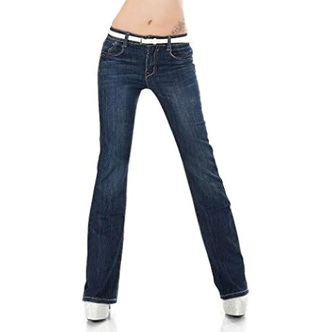 SIMPLY CHIC Women's Boot Cut Jeans Stretch Denim Pants Dark Blue Faded 8-16 (12) Cover