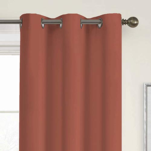 Image of ECLIPSE Microfiber Total Privacy Blackout Thermal Grommet Window Curtain for Bedroom (1 Panel), 42 inch x 84 inch, Brick