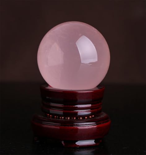 Sphère de quartz rose 7cm et socle en bois pour harmoniser la maison - 5
