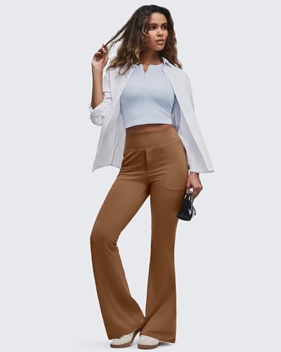 Image of G4Free BareFeel Flare Yoga Pants Women High Waisted Bootcut Leggings with Pockets Dress Work Pant Petite /Regular /Tall