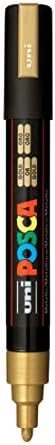 POSCA uni-ball Uniball 5M 1.8-2.5 mm Bullet Shaped Marker Pen (Gold Ink,Pack of 1)
