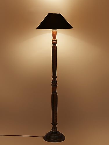 Image of Devansh Black Coolie Cotton Wooden Floor lamp -34