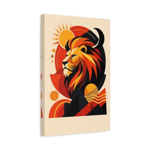 Tableau lion orange et noir vertical résout le problème des petits murs vides