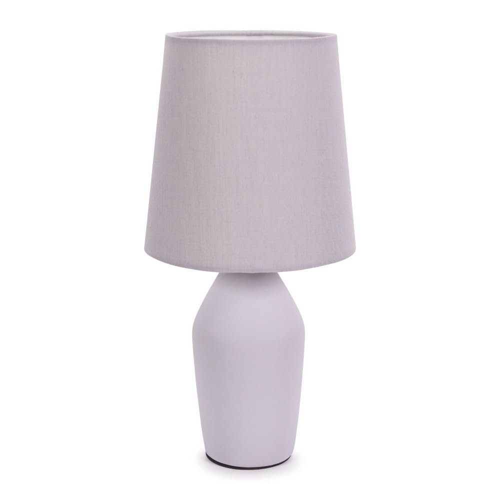Valuelights Lilac Arlo Compact Ceramic Table Lamp With Fabric Shade With Led Bulb In