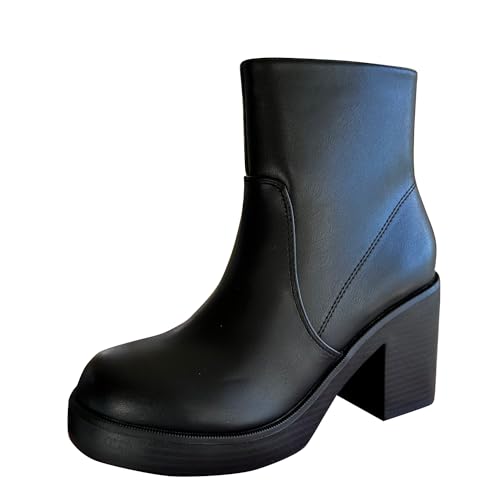 Soda Womens Squared Toe Chunky Platform Block High Heel Ankle Booties Boots2