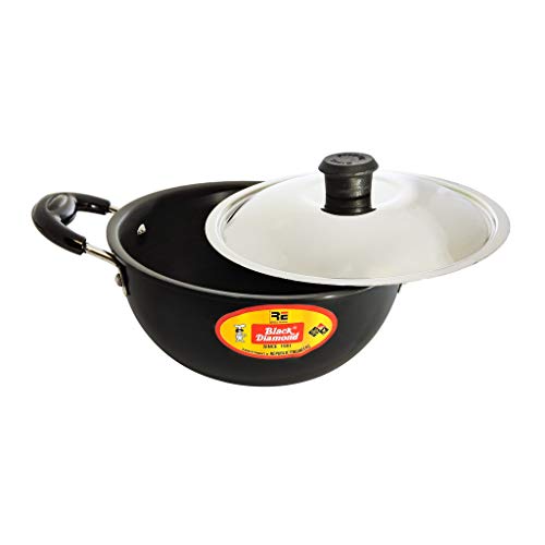 Image of Black Diamond 3 mm Hard Anodised Baby Kadai with Lid (with Induction) - 1.5Litre