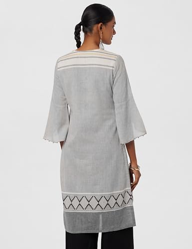 Image of Rangriti Grey Poly Cotton Straight Kurta for Women