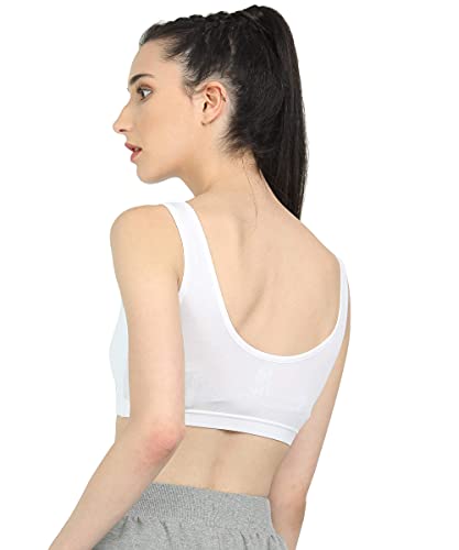 Image of Fruit of the Loom Super Soft Cotton Crop Top Bra for Women | Double Layered Cup | Broad Shoulder Straps | Breathable Fabric | Excellent Support & Fit | White