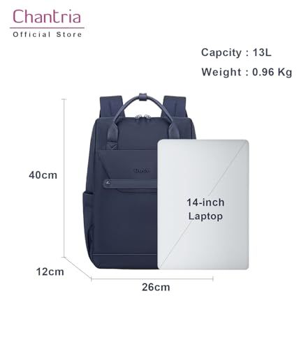 Image of Chantria Casual Backpack for Women Stylish 13L Small Backpack fit 14 inch Laptop Compact Daypack Polyester Multi-pockets for Office Casual and Shopping,Black