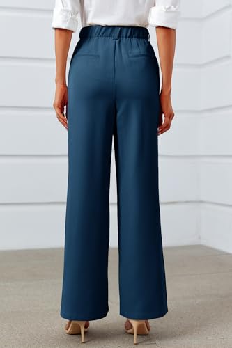 Image of Cicy Bell Womens Side Split Dress Pants Wide Leg Business Casual Trousers