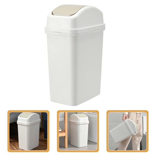 Caneca de basura blanca con tapa abatible para baño y cocina miniatura 5