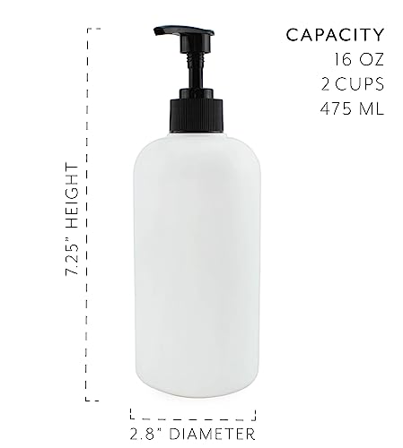 Cornucopia Shower Pump Bottles (Set Of 3, White); 16Oz Plastic Pump Dispensers For Shampoo, Conditioner, And Body Wash #TOP5