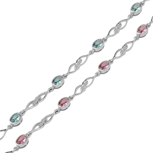 Image of Silvershake Birthstone Gemstones White Gold Plated or Yellow Gold Plated 925 Sterling Silver Scroll /Filigree Celtic Knot Weave 7.25 to 8.75 Inch with Adjustable Extension Bracelet Jewelry for Women