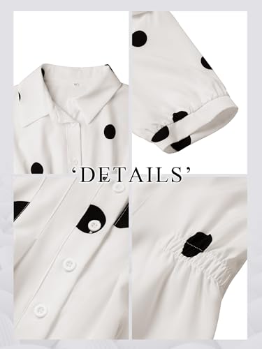 Women Pleated Peplum Blouse 3/4 Sleeve Button Down Cinched Waist Shirt Fitted Flattering Office Daytime Top
