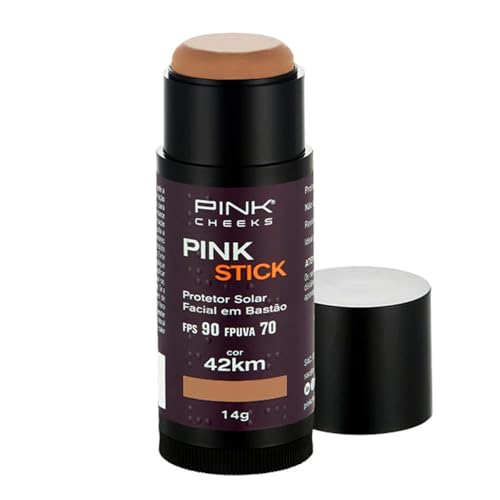 Pink Stick Protetor Solar Facial FPS96 14g Pink Cheeks - Resistente Água Esporte Beleza Solar Maquiagem Sombra Radicais Livres Textura Pele, Pink Cheeks (42km)