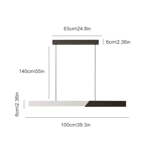 Lámpara colgante de comedor rectangular LED moderna de metal negro 5
