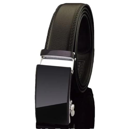 Men Automatic Buckle White Belt 3.5Cm Genuine Leather Business Designer