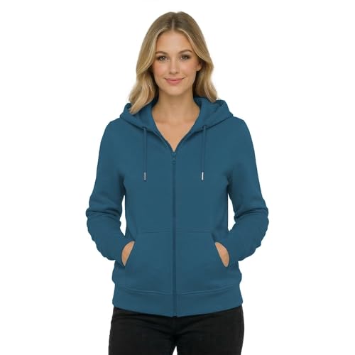 Image of HOODLIFE Women's Zip-Up Hoodie Sweatshirt - Soft Cotton Fleece Jacket with Hood, Full Zipper, Kangaroo Pocket, Casual Winter Hoodie for Women