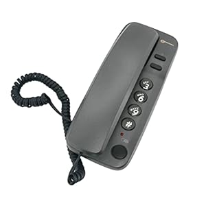 Geemarc Marbella – Gondola Style Corded Telephone with Large Buttons, Mute Function and Visual Ring Indicator – Wall Mountable – UK Version – Steel Grey
