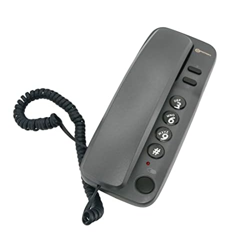 Geemarc Marbella – Gondola Style Corded Telephone with Large Buttons, Mute Function and Visual Ring Indicator – Wall Mountable – UK Version – Steel Grey