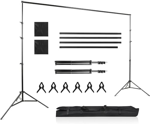 TactFire 2,6 x 3 m Support de Fond Réglable, Professionnel pour Fond Studio Photo, avec Sac de Transport pour Photographie/Diffusion en Direct/Mariage