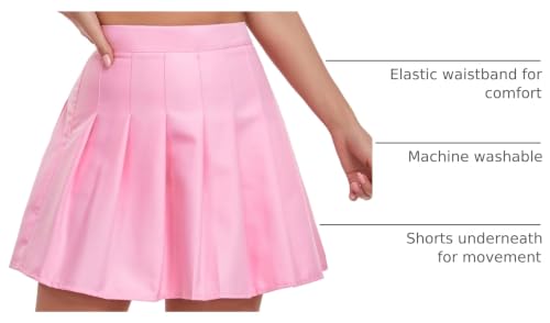 Image of Pleated Skirts for Women Tennis Skirt with Shorts High Waisted Mini Skort
