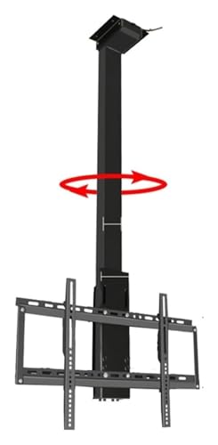 Soporte eléctrico ajustable para TV de techo, soporte giratorio abatible con control remoto y aplicación, rotación de 360° para televisores de 32 a 75 pulgadas