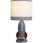 Kids Bedside Table Lamp, Adorable 14 Inch Rocket Ship Design with Cute Lampshade, Space lamp Ideal for Children's Bedroom Decor, Includes LED Bulb