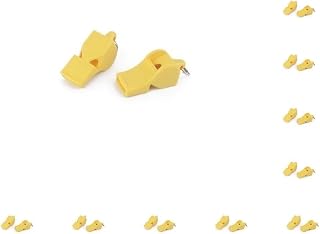 Leisurealeaneag Juego de 10 silbatos de seguridad de bolsillo, accesorios de senderismo, mano de obra, suministros de emergencia, herramienta de supervivencia, fabricante de sonido, color amarillo