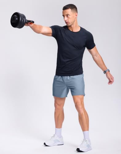 Image of GGJ Men's Lightweight Athletic Shorts with 2 Zipper Pockets 7 inch /9 inch /5 inch Gym Workout Running Quick Dry Tennis Shorts for Men