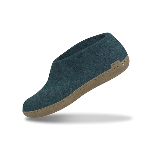 Glerups 100% quality wool mix Shoe Slipper with leather sole - Unisex - Petrol by Glerups - Used condition - US$36.48