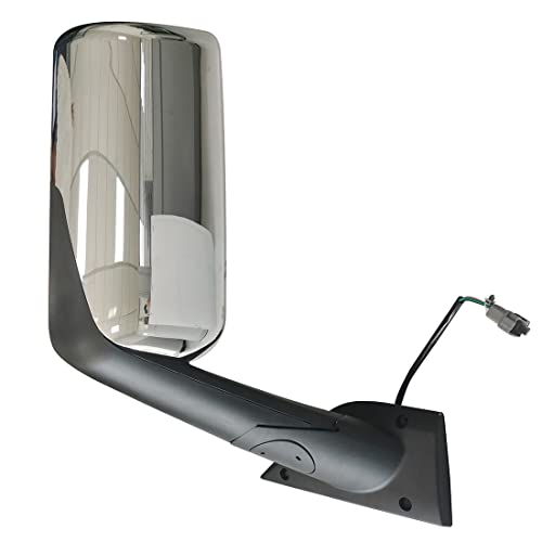 FIT FREIGHTLINER NEW CASCADIA Door Mirror Assembly Motorized & Heated Right / Passenger Side with Chrome finish for 2018 2019 2020 & 2021 Models (FRCA-1401D-R)