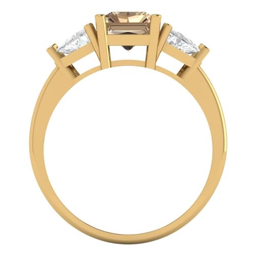 2.82 ctw Women's Engagement Ring | 18K Yellow Gold | 8x6mm Emerald Cut Yellow Moissanite Three-Stone Anniversary Bridal Promise Ring4