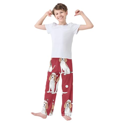 ZZXXB Beagle Snow Boys Long Pants Soft Trousers Elastic Waist Kids Lounge Bottoms with Pockets S-XL3