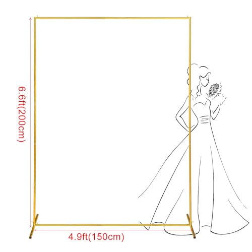 CHUN QIANG CAI DESIGN Metal Wedding Arch Backdrop Stand 6.6x5 FT Gold Square Balloon Arch Frame for Wedding, Birthday Party, Baby Shower Ceremony Decoration by CHUN QIANG CAI DESIGN - Image 2