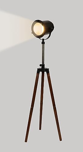 Image of Brown Fabric Shade Tripod Floor Lamp with Black Base Silver Metal Shade Tripod Floor Lamp with Beige Base (Amy Black)