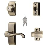 Ideal Security GL Door Lever Set with Keyed Deadbolt Lock for Storm and Screen Doors, Antique Brass (4-Piece Set)