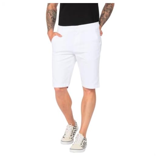 Bermuda Masculina Branca Em Sarja Elastano com Bolso Social Embutido Estilo Sport Fino (BR, Numérico, 48, Regular, Regular, Bermuda Branca)