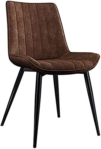 SJIALEN 1 Pcs Modern Kitchen Dining Room Chairs, Metal Frame Living Room Lounge Chairs PU Leather Cushion Backrest Chair Kitchen Chair (Color : Brown, Size : 45x43x84cm)