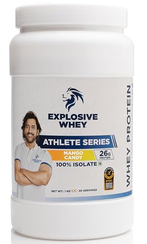 Image of Athlete Series 100% Isolate Whey Protein | Trusted by M.S. Dhoni | 26g Protein per scoop | Informed Sport Certified | Pro-Pre Biotics | Digestive Enzymes for Higher Absorption | Mango Candy - 1kg