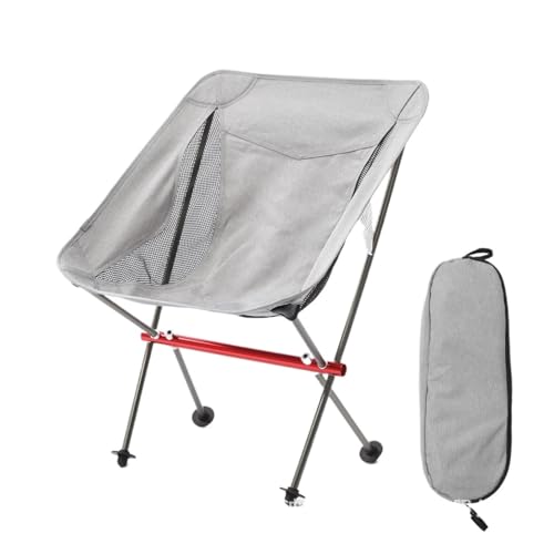 Silla de camping plegable portátil con marco aluminio compacto y bolsa transporte for actividades al aire libre, senderismo, pesca mochilerismo(Grey)
