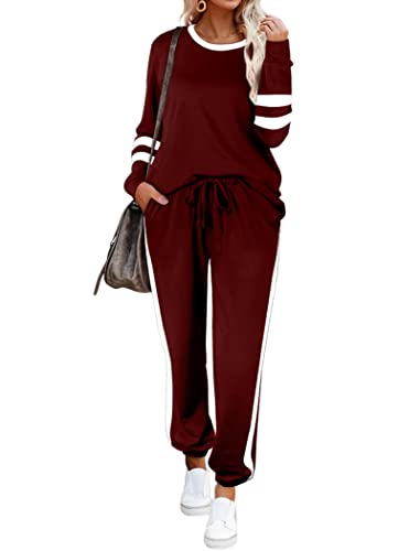 Image of Aloodor Sweatsuit for Women 2 Piece Outfits for Womens Crewneck Sweatshirts Pullover