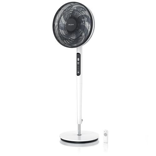 Brandson - DC Standventilator energiesparend ECO - Fernbedieung - Brushless Silent Motor -sehr leise – Oszilation 60° 90° 120° - Ventilator Timer – 9 Stufen - Turbo Modus - weiß