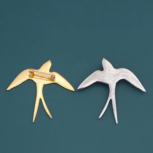Image of Lovely Swallow Animal Brooch Bird Lapel Pin Badge for Women Men Simple Metal Cute Dress Suit Accessories Birthday Xmas Wedding Fashion Jewelry Gift Collection Ornament