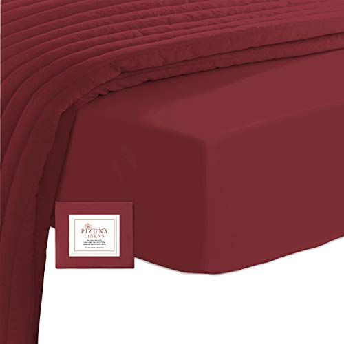 Pizuna 100% Cotton Small Single Fitted Sheet Rio Red, 400 Thread Count Long Staple Cotton Small Single Fitted Sheet 80x200 cm