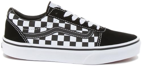 Vans Jungen Ward Suede/Canvas Sneaker, Schwarz Checker Black True White Pvj, 34 EU – Ansicht 3