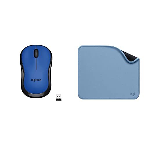 Image of Logitech M221 Wireless Mouse, Silent Buttons, 2.4 GHz with USB Mini Receiver with Mousepad, Studio Series with Anti-Slip Rubber Base,Spill Resistant (Blue Grey)