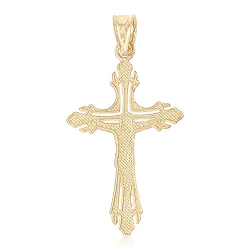 Ioka - 14K Gold Religious Jesus Christ Crucifix Cross Pendant For Necklace or Chain in Two Tone | Small Size Charm2