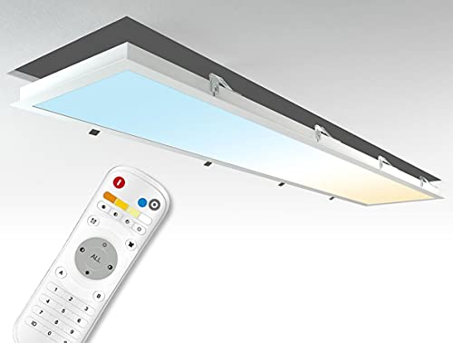LongLife LED CCT LED Panel Set E | 150x30cm 48W 3000K-6000K Einbaurahmen weiß Netzteil Fernbedienung Cover